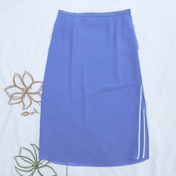 Vintage 70s Manning Silver Blue & White Long Sleeve Skirt Set - Picture 5 of 14